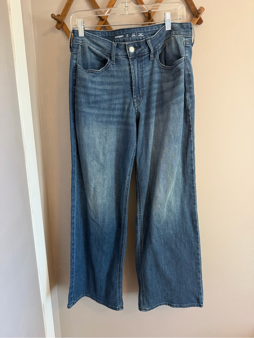 Old Navy High Rise Wow Wide Leg Denim Jeans Blue Size 10 Petite